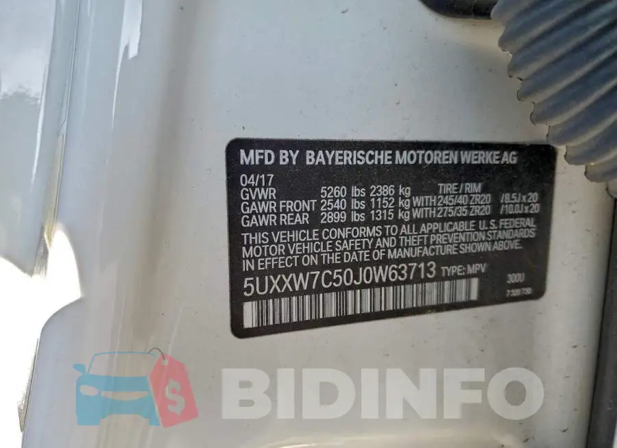 5UXXW7C50J0W63713 Photo# 13