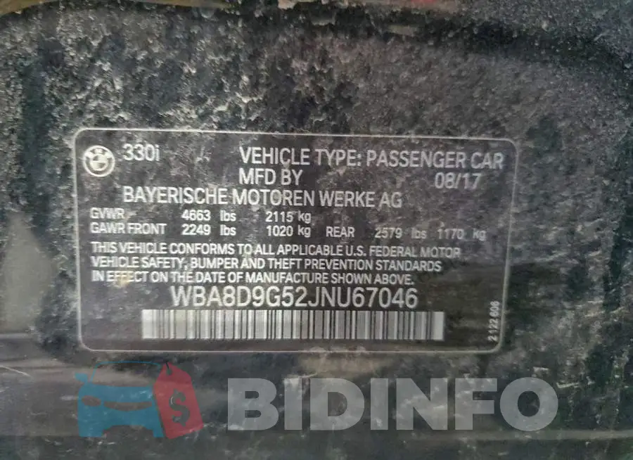 WBA8D9G52JNU67046 Photo# 13