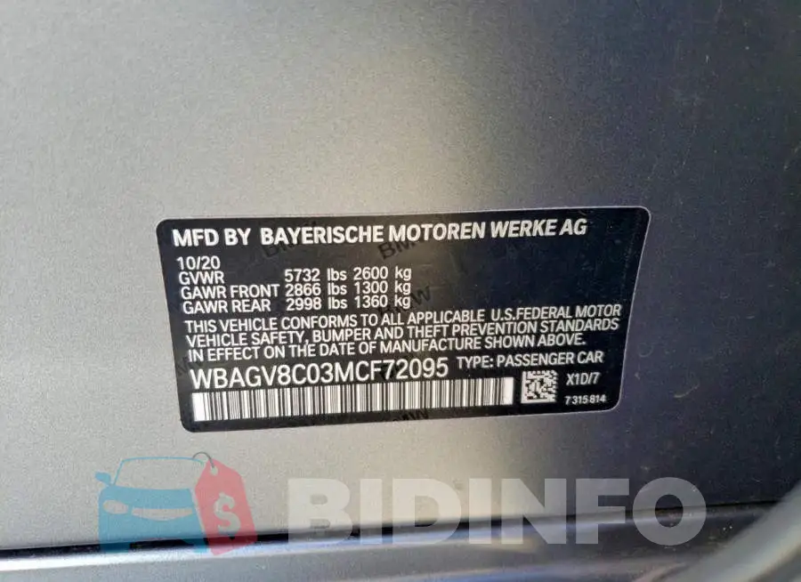 WBAGV8C03MCF72095 Photo# 12
