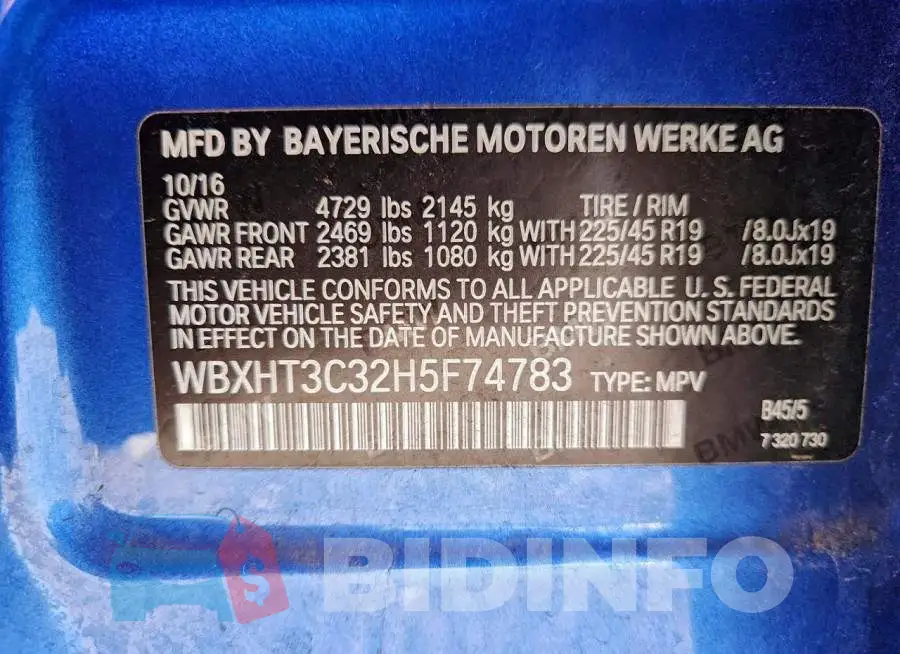 WBXHT3C32H5F74783 Photo# 13