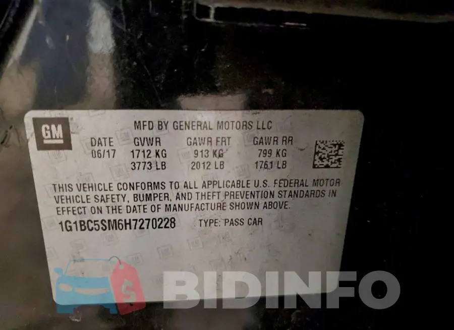 1G1BC5SM6H7270228 Photo# 12