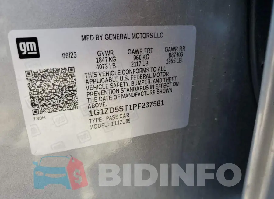1G1ZD5ST1PF237581 Photo# 12
