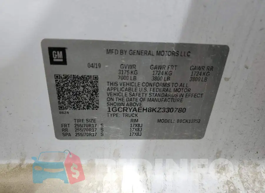 1GCRYAEH8KZ330780 Photo# 12