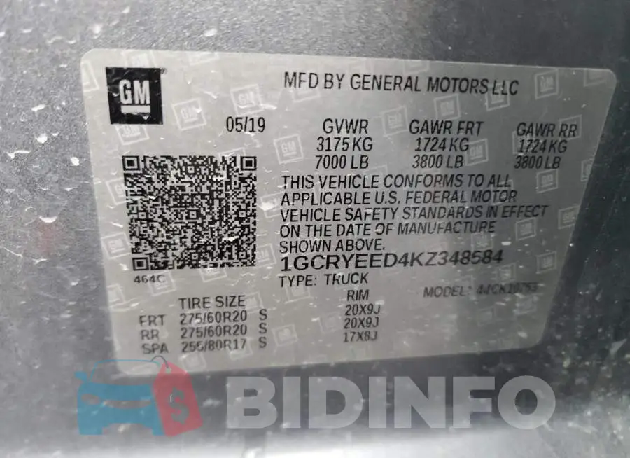 1GCRYEED4KZ348584 Photo# 13