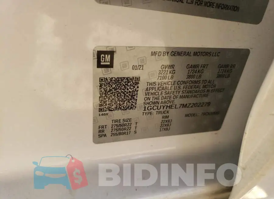 1GCUYHEL7MZ202279 Photo# 12