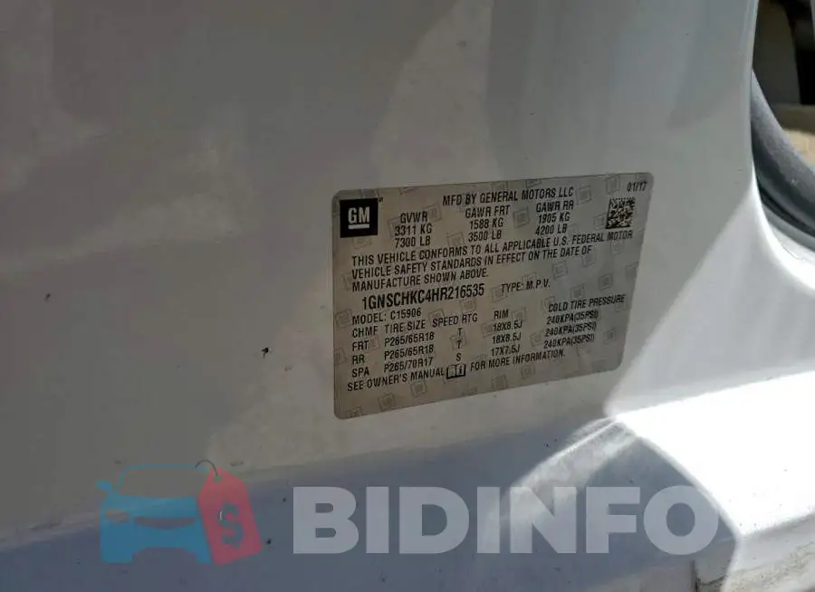 1GNSCHKC4HR216535 Photo# 13