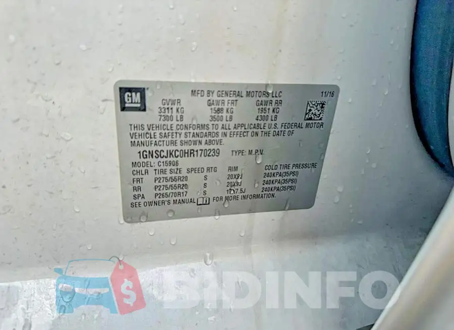 1GNSCJKC0HR170239 Photo# 10