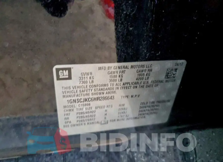 1GNSCJKC6HR286643 Photo# 13