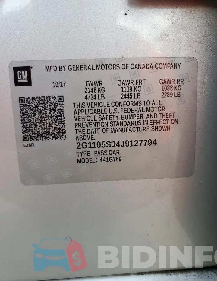 2G1105S34J9127794 Photo# 12