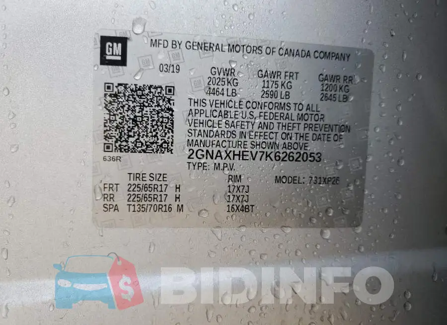 2GNAXHEV7K6262053 Photo# 12
