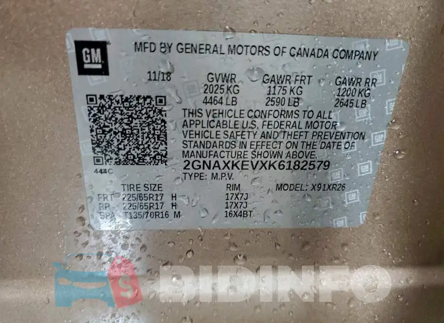 2GNAXKEVXK6182579 Photo# 13