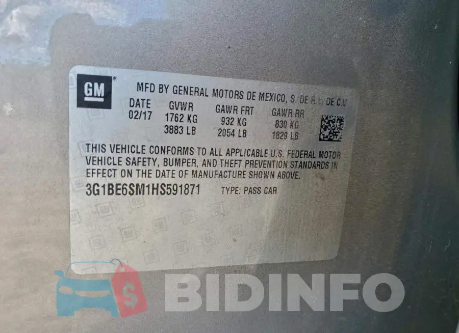 3G1BE6SM1HS591871 Photo# 13