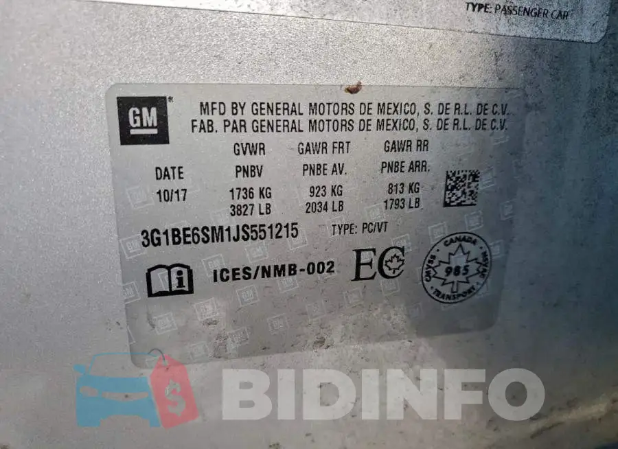 3G1BE6SM1JS551215 Photo# 12