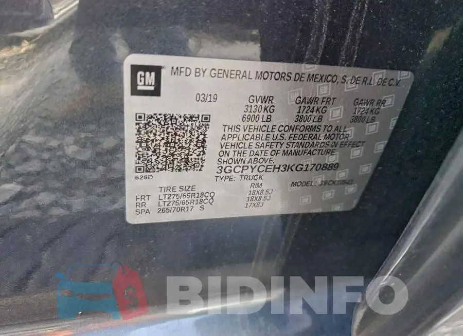 3GCPYCEH3KG170889 Photo# 12
