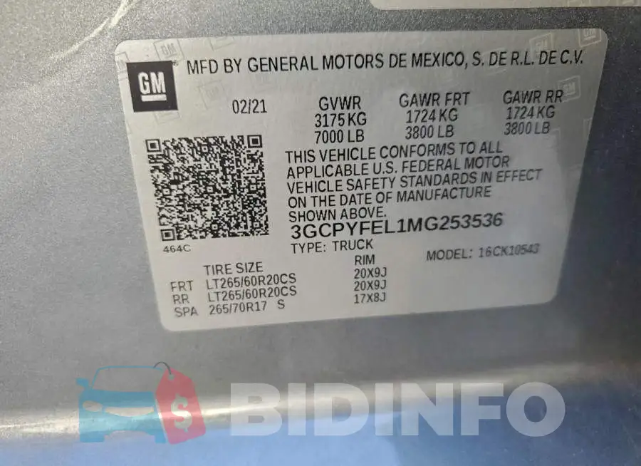 3GCPYFEL1MG253536 Photo# 13