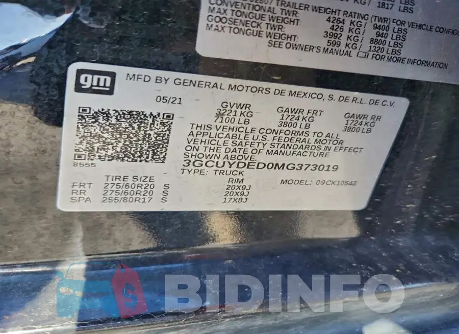 3GCUYDED0MG373019 Photo# 12