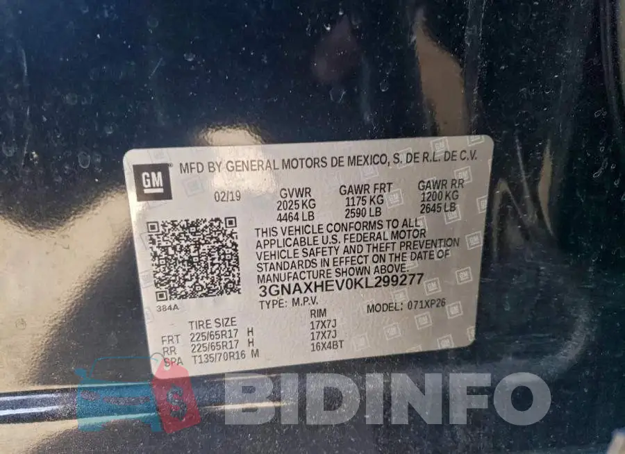 3GNAXHEV0KL299277 Photo# 13