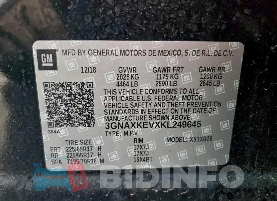 3GNAXKEVXKL249645 Photo# 14