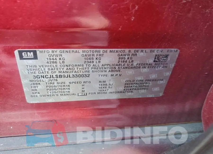 3GNCJLSB9JL330032 Photo# 13