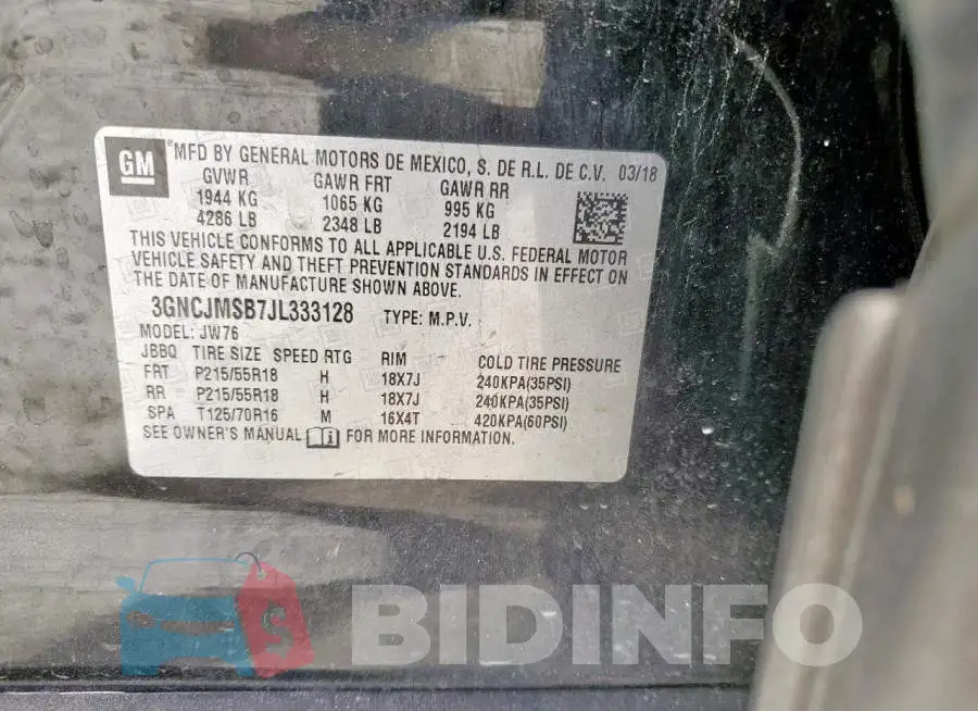 3GNCJMSB7JL333128 Photo# 13
