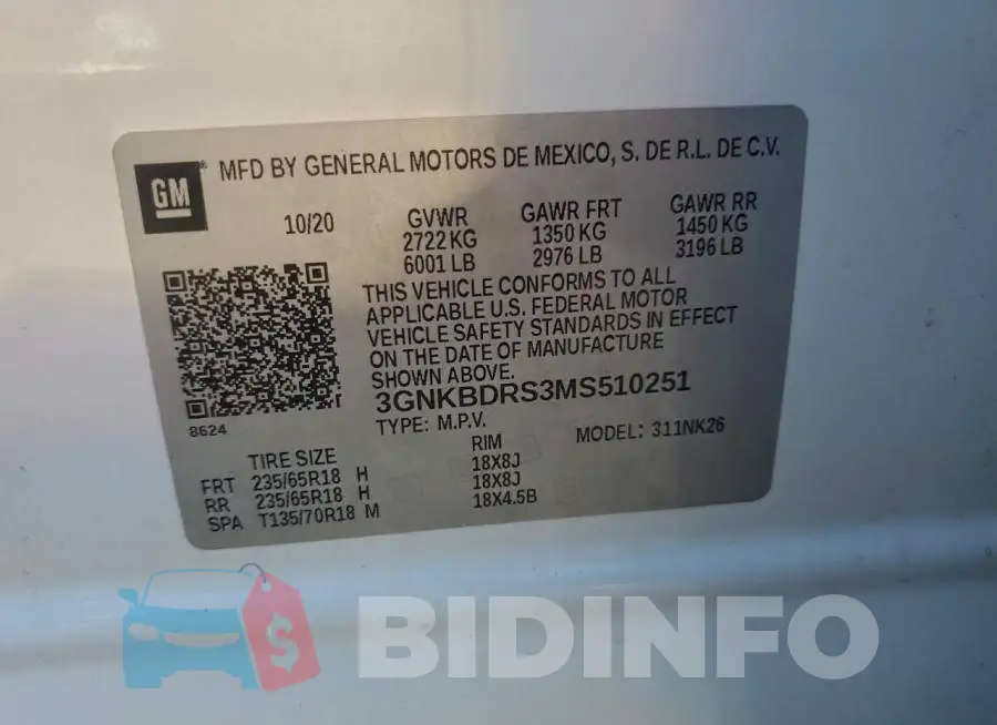 3GNKBDRS3MS510251 Photo# 12