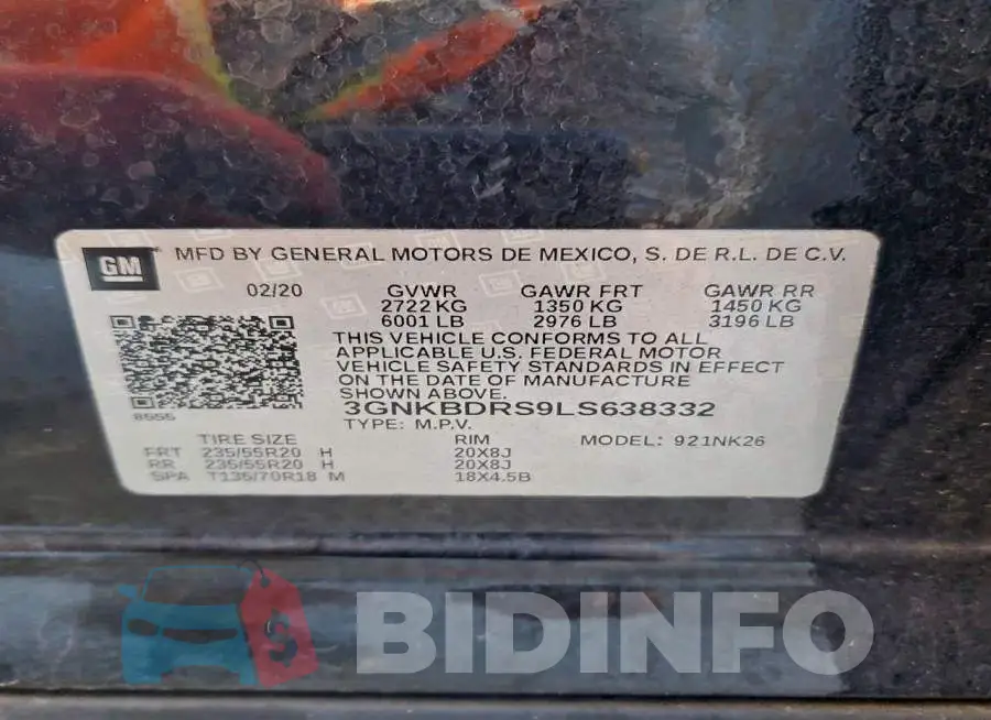 3GNKBDRS9LS638332 Photo# 12
