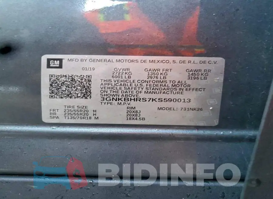 3GNKBHRS7KS590013 Photo# 12