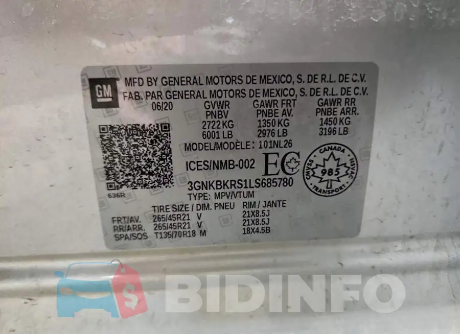 3GNKBKRS1LS685780 Photo# 14