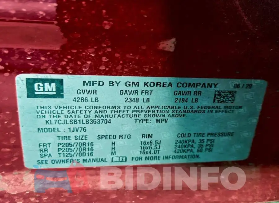 KL7CJLSB1LB353704 Photo# 14