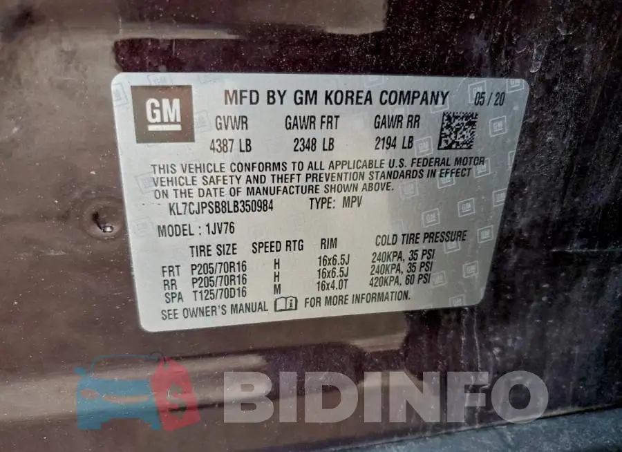 KL7CJPSB8LB350984 Photo# 13
