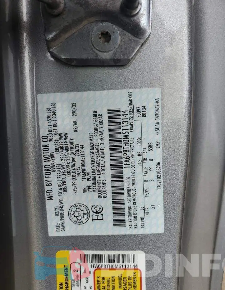 1FA6P8TH0M5113144 Photo# 12