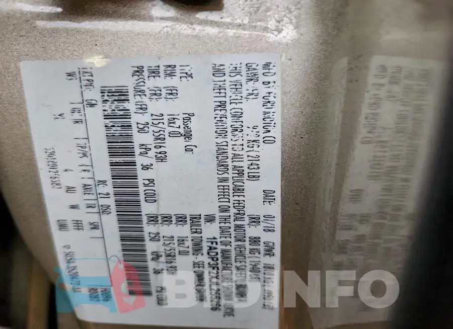 1FADP3F2XJL255266 Photo# 12