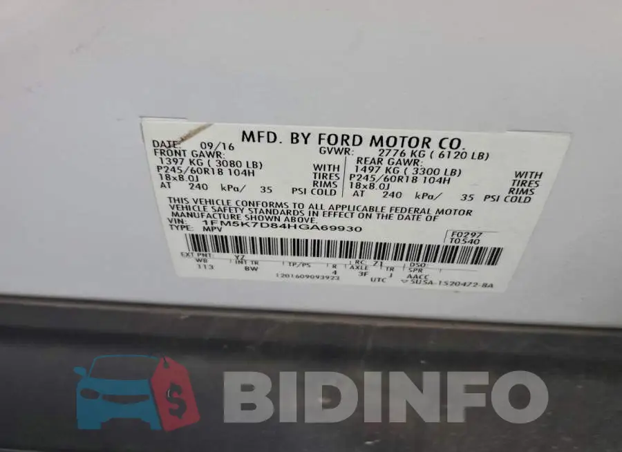 1FM5K7D84HGA69930 Photo# 13