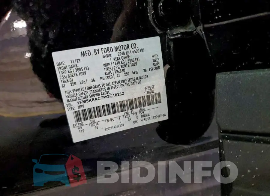 1FM5K8AC7PGC18232 Photo# 14