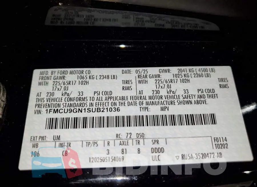 1FMCU9GN1SUB21036 Photo# 13
