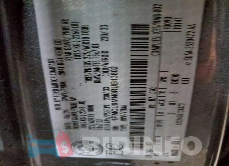 1FMCU9MN0RUB13802 Photo# 13