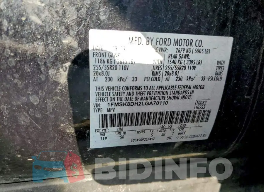1FMSK8DH2LGA70110 Photo# 12