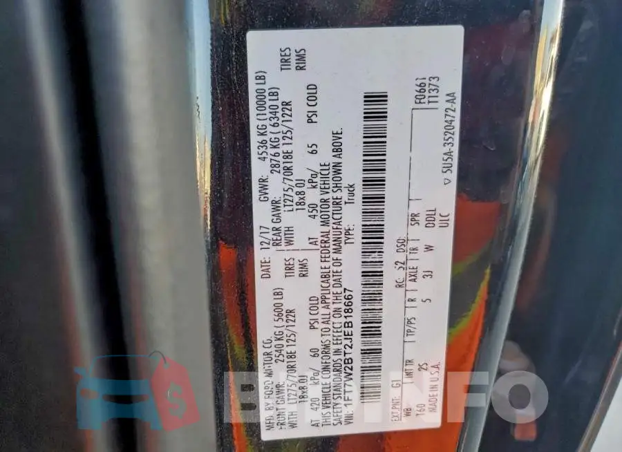 1FT7W2BT2JEB18667 Photo# 12