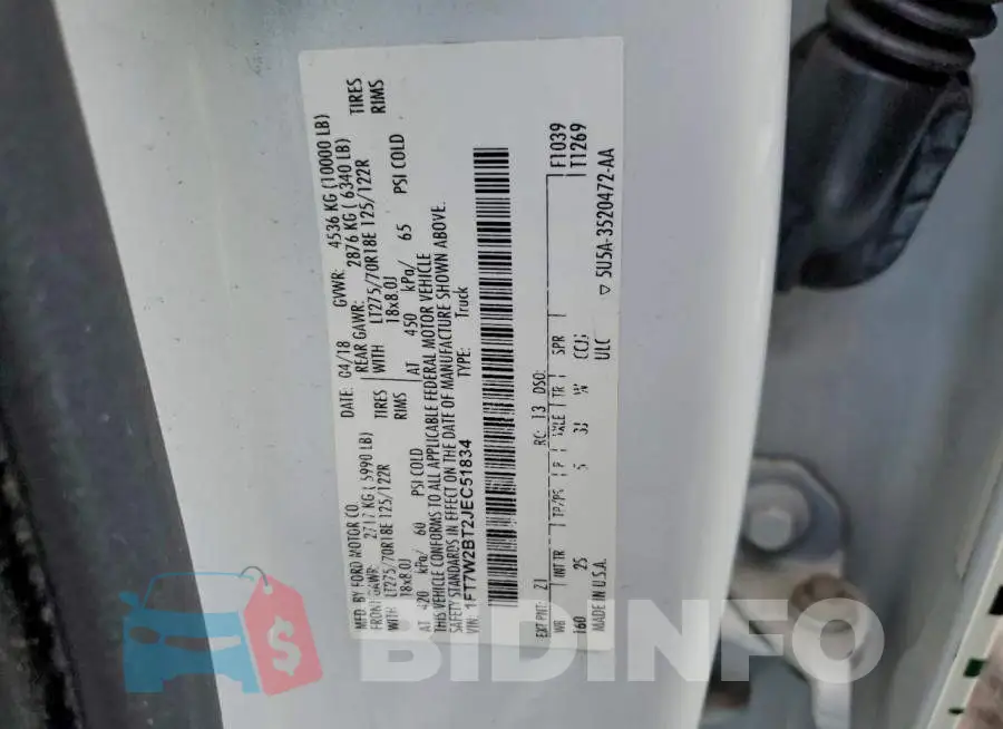 1FT7W2BT2JEC51834 Photo# 13