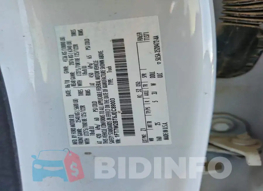 1FT7W2BT6JEC89003 Photo# 12