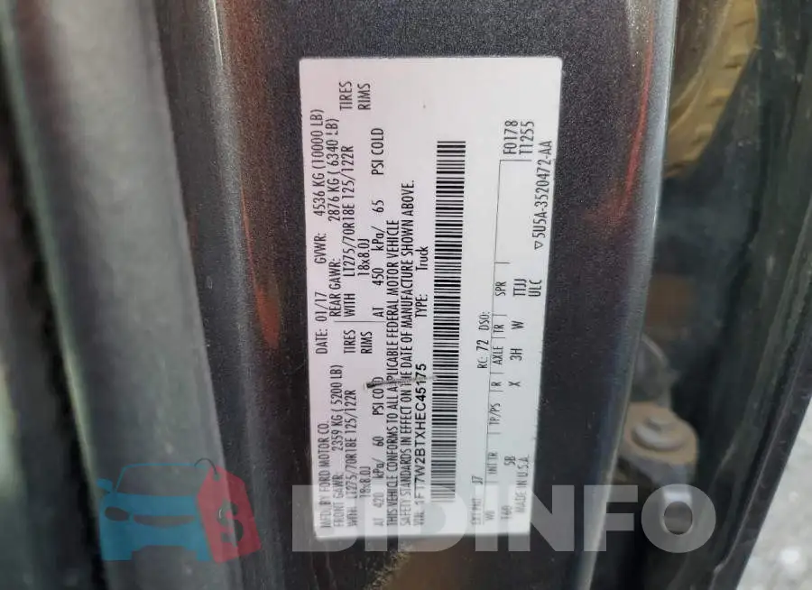1FT7W2BTXHEC45175 Photo# 13