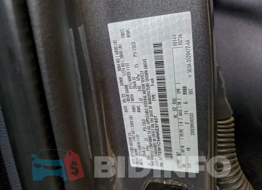 1FTEW1C54NKE97437 Photo# 12
