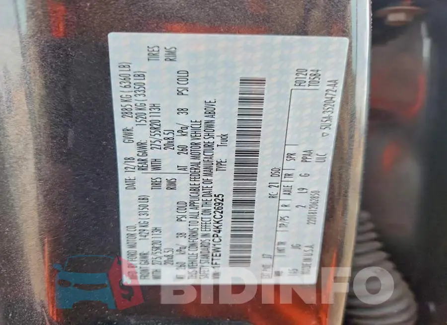 1FTEW1CP4KKC26925 Photo# 13