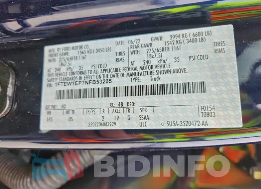 1FTEW1EP7NFB53205 Photo# 12