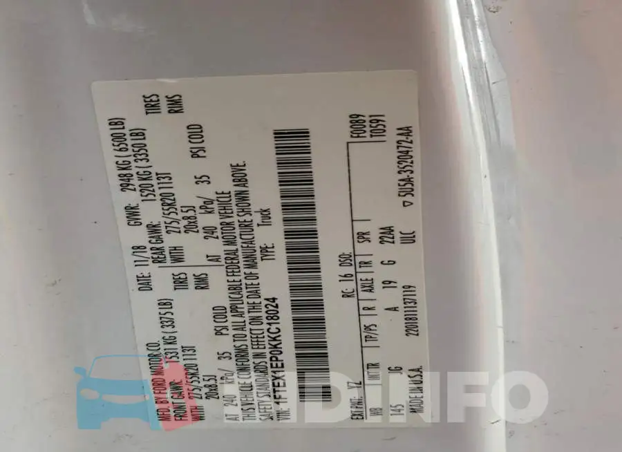 1FTEX1EP0KKC18024 Photo# 12