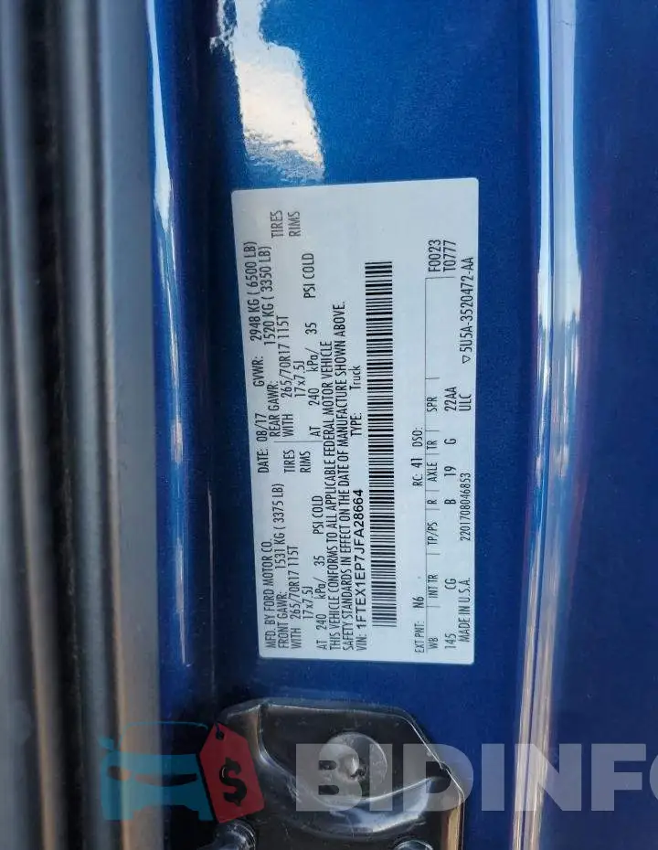1FTEX1EP7JFA28664 Photo# 12