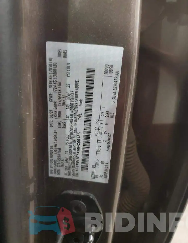 1FTFW1E5XMFC09185 Photo# 12