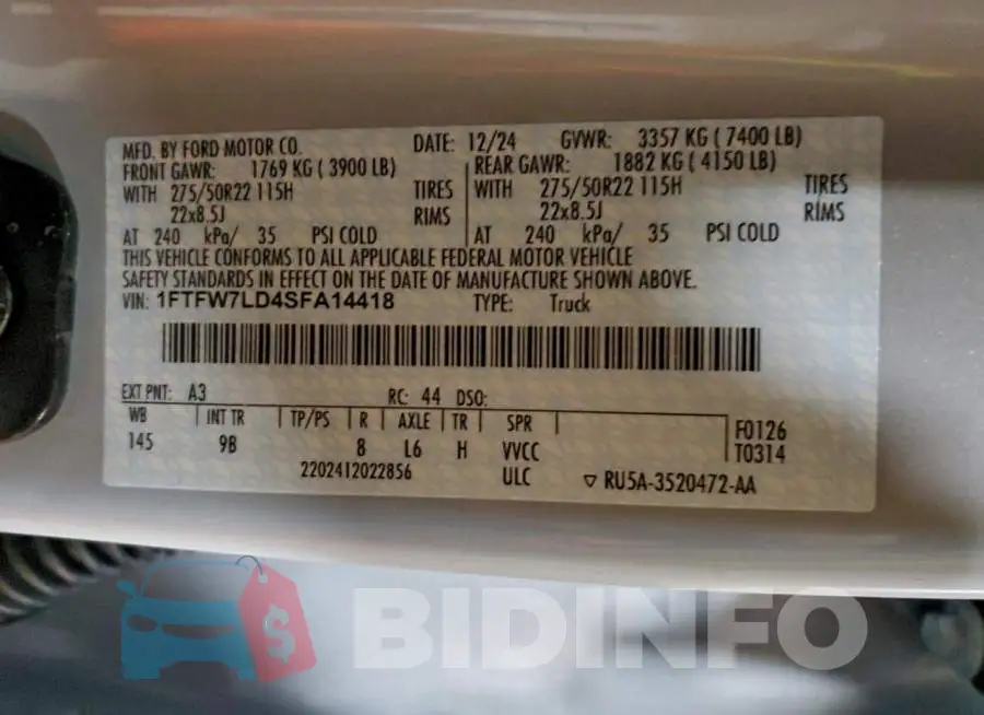 1FTFW7LD4SFA14418 Photo# 13