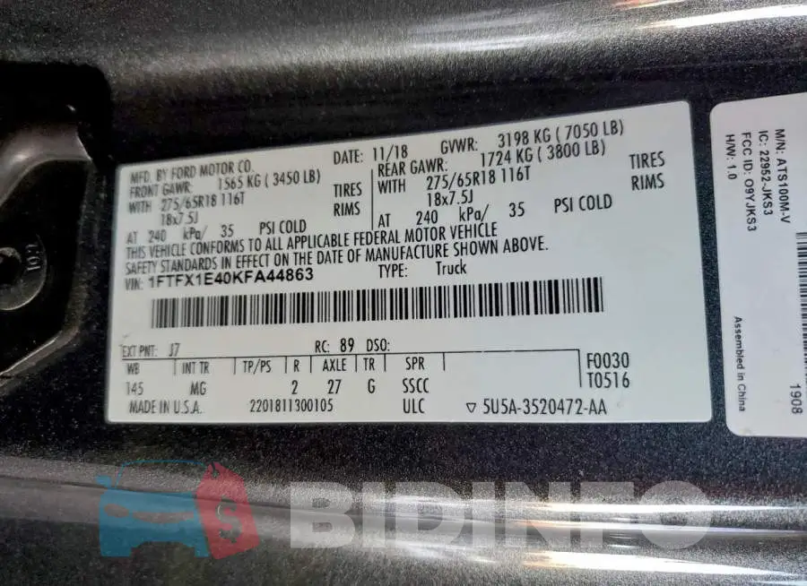 1FTFX1E40KFA44863 Photo# 13