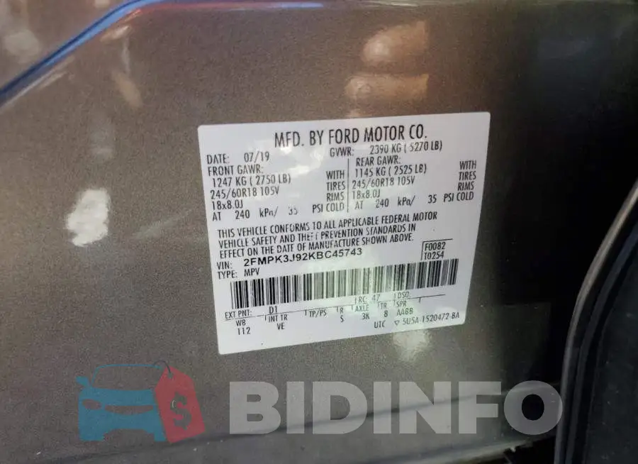 2FMPK3J92KBC45743 Photo# 13